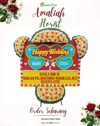 Karangan Papan Bunga Pernikahan di Cipanas